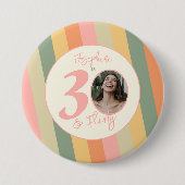 Dertig en Flirty Boho Roze Foto Verjaardagsfeest Ronde Button 7,6 Cm (Voorkant)