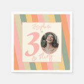 Dertig en Flirty Boho Roze Foto Verjaardagsfeest Servet (Voorkant)