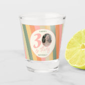 Dertig en Flirty Boho Roze Foto Verjaardagsfeest Shot Glas (Voorkant)