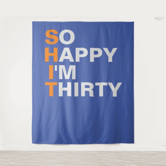Dertig en zo gelukkig achtergrond wandkleed (Voorkant)