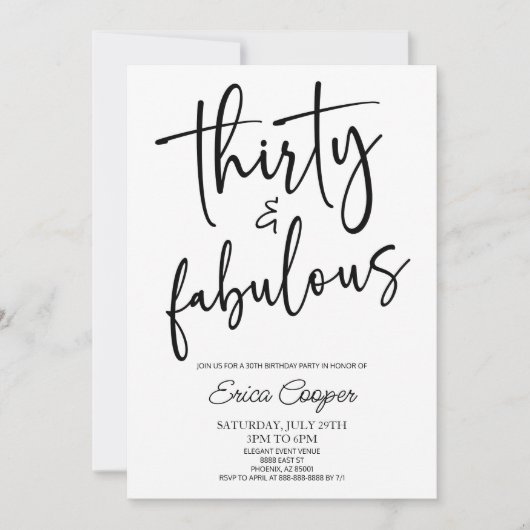 Dertig & Fabulous Minimaal 30e Verjaardagsfeest Kaart (Voorkant)