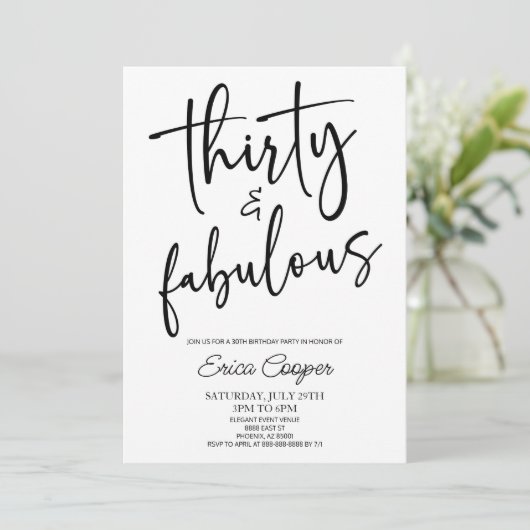 Dertig & Fabulous Minimaal 30e Verjaardagsfeest Kaart (Staand voorkant)