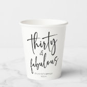 Dertig & Fabulous Minimalistisch 30e Verjaardagsfe Papieren Bekers (Achterkant)