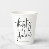 Dertig & Fabulous Minimalistisch 30e Verjaardagsfe Papieren Bekers (Voorkant)