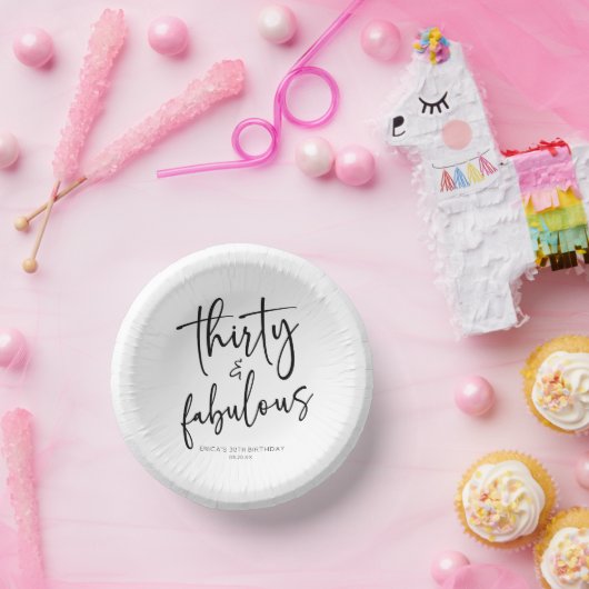 Dertig & Fabulous Minimalistisch 30e Verjaardagsfe Papieren Kommen (Feest)