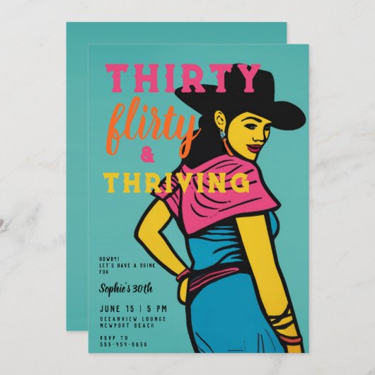 Dertig Flirtend Bloeiend Western Comic 30e Verjaar Kaart (Voorkant / Achterkant)