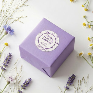 Dertig Flirtend en Voorspoedig Paarse Bloemen Ronde Sticker