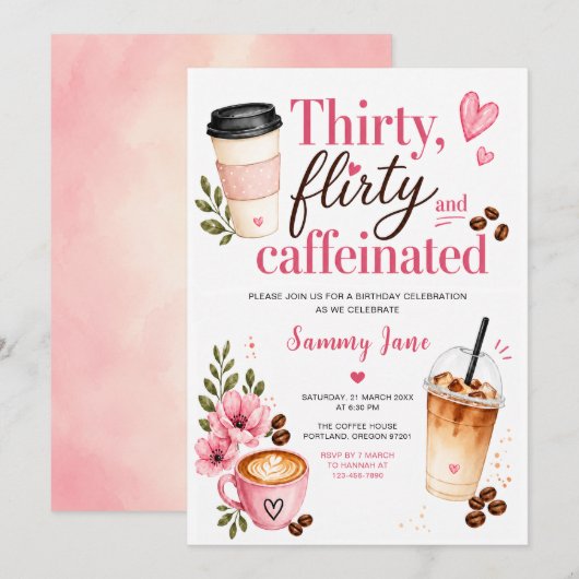 Dertig Flirterig Gecaffeïneerde 30e Verjaardag Kaart (Voorkant / Achterkant)