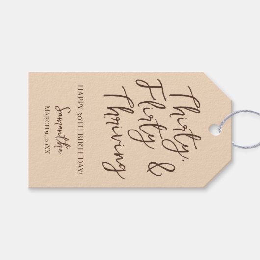 Dertig flirterige en bloeiende bruine 30e verjaard cadeaulabel (Voorkant (Horizontaal))