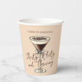 Dertig flirterige en bloeiende bruine 30e verjaard papieren bekers (Voorkant)