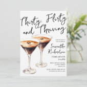 Dertig flirterige en bloeiende cocktail 30e verjaa kaart (Staand voorkant)