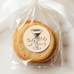 Dertig flirterige en bloeiende cocktail 30e verjaa ronde sticker