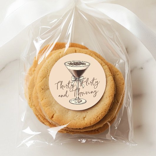 Dertig flirterige en bloeiende cocktail 30e verjaa ronde sticker