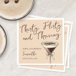 Dertig flirterige en bloeiende cocktail 30e verjaa servet