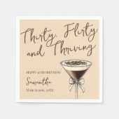 Dertig flirterige en bloeiende cocktail 30e verjaa servet (Voorkant)