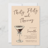 Dertig flirterige en bloeiende Martini 30e verjaar Kaart (Voorkant)