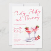 Dertig flirterige en bloeiende roze 30e verjaardag kaart (Voorkant)