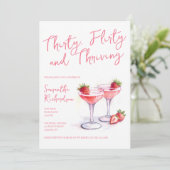 Dertig flirterige en bloeiende roze 30e verjaardag kaart (Staand voorkant)