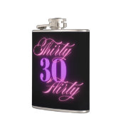 Dertig Flirty,30e verjaardag Neon Roze Zwart Chiqu Heupfles (Links)