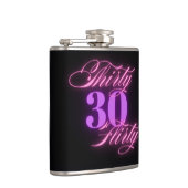 Dertig Flirty,30e verjaardag Neon Roze Zwart Chiqu Heupfles (Rechts)