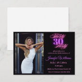 Dertig Flirty,30th Verjaardag Foto Roze Neon Zwart Kaart (Voorkant / Achterkant)