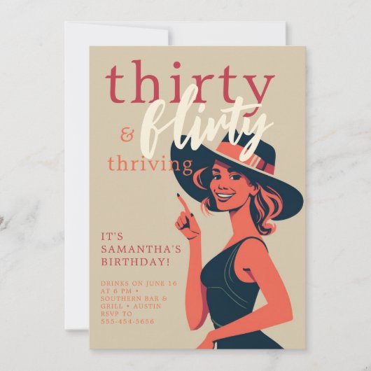 Dertig Flirty Thriving 50s 60s Retro 30th Verjaard Kaart (Voorkant)