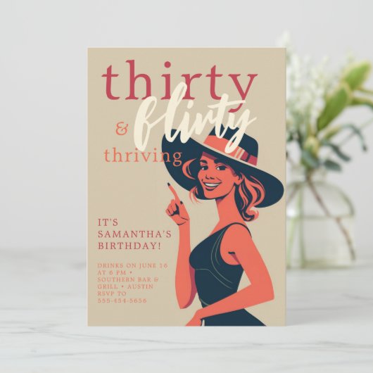 Dertig Flirty Thriving 50s 60s Retro 30th Verjaard Kaart (Staand voorkant)