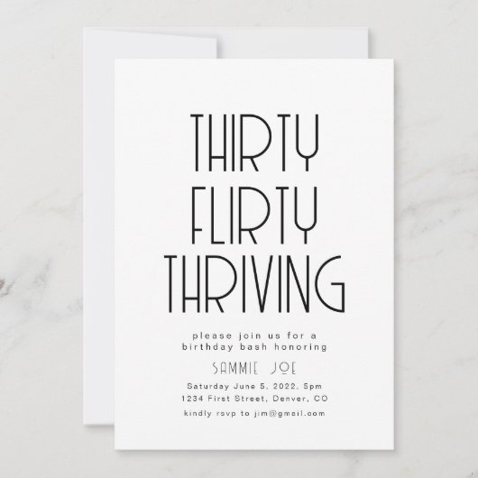 Dertig, Flirty Thriving Birthday Nodig Sjabloon ui Kaart (Voorkant)