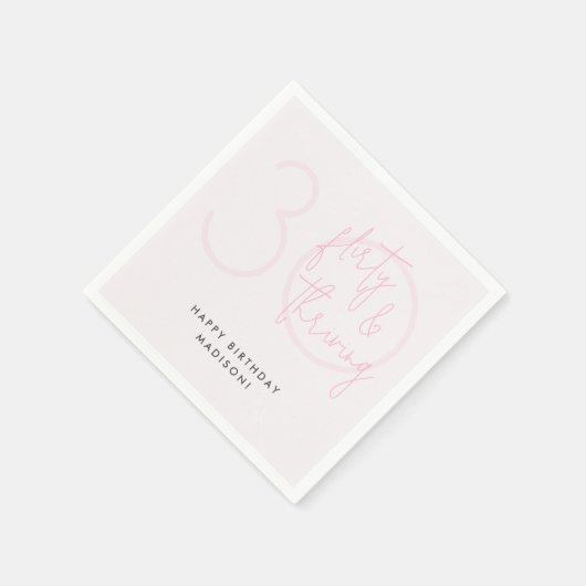 Dertig, Flirty Thriving Moderne Roze 30e Verjaarda Servet (Hoek)