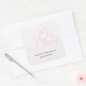 Dertig, Flirty Thriving Moderne Roze 30e Verjaarda Vierkante Sticker (Envelop)