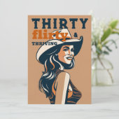 Dertig Flirty Thriving Western Retro 30th Verjaard Kaart (Staand voorkant)