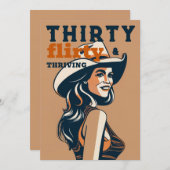 Dertig Flirty Thriving Western Retro 30th Verjaard Kaart (Voorkant / Achterkant)