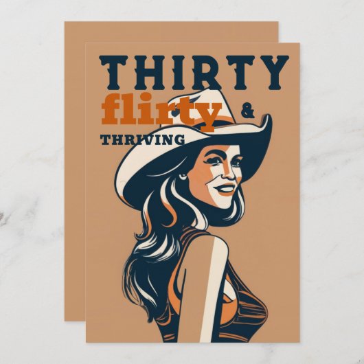 Dertig Flirty Thriving Western Retro 30th Verjaard Kaart (Voorkant / Achterkant)