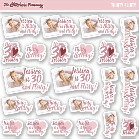 Dertig & Flirty Verjaardag Meisje Labels | Dertigs (Voorkant)