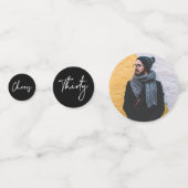 Dertig | Foto zwart-wit moderne 30e verjaardag Confetti (Achterkanten)