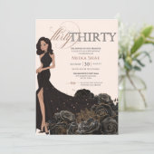 Dertig Glam Black & Roos Gold 30e verjaardag Kaart (Staand voorkant)