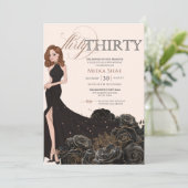 Dertig Glam Black & Roos Gold 30e verjaardag Kaart (Staand voorkant)