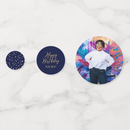 dertig | Gold & Navy Confetti 30ste verjaardagsfee (Achterkanten)