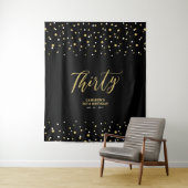 Dertig | Goud & Zwart 30ste verjaardagsfeest achte Wandkleed (In situ)