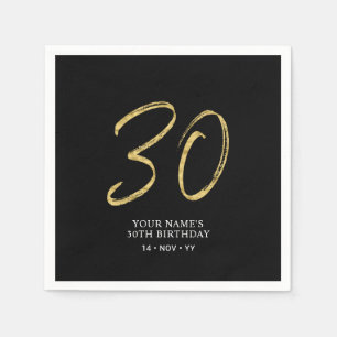 Dertig   Goud & Zwarte Lettering 30e Verjaardag Servet