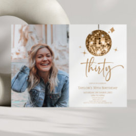 Dertig Gouden Discobal Foto 30ste Verjaardagsfeest Kaart
