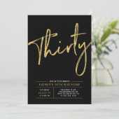 Dertig | Gouden en zwarte moderne 30e verjaardag Kaart (Staand voorkant)