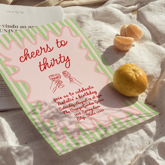 Dertig Hand Getrokken Kleurrijke Strepen Verjaarda Kaart