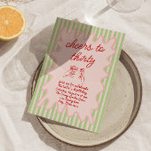 Dertig Hand Getrokken Kleurrijke Strepen Verjaarda Kaart