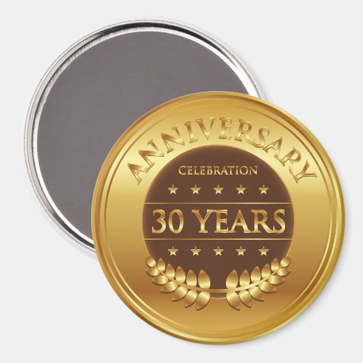 Dertig jaar Jubileum Celebration Gold Medal Magneet (Voorkant / Achterkant)