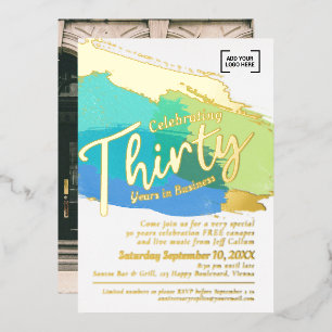 Dertig jaar zakelijk jubileum gouden kunst folie uitnodiging