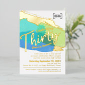 Dertig jaar zakelijk jubileum gouden kunst folie uitnodiging (Staand Voorkant)