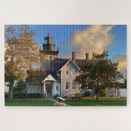 Dertig Mile Point-vuurtoren op het meer van Ontari Legpuzzel (Horizontaal)