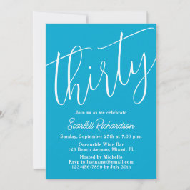 Dertig Modern Script Aqua Blue 30ste verjaardagsfe Kaart