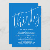 Dertig Modern Script Blauw 30ste Verjaardagsfeest Kaart (Voorkant / Achterkant)